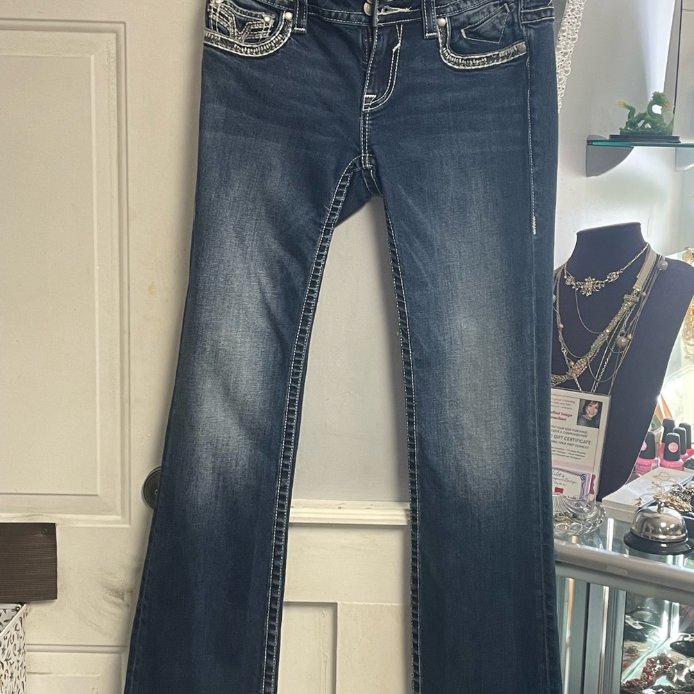 Vigoss Blue Flare Wide Leg Jeans with Classic Fading